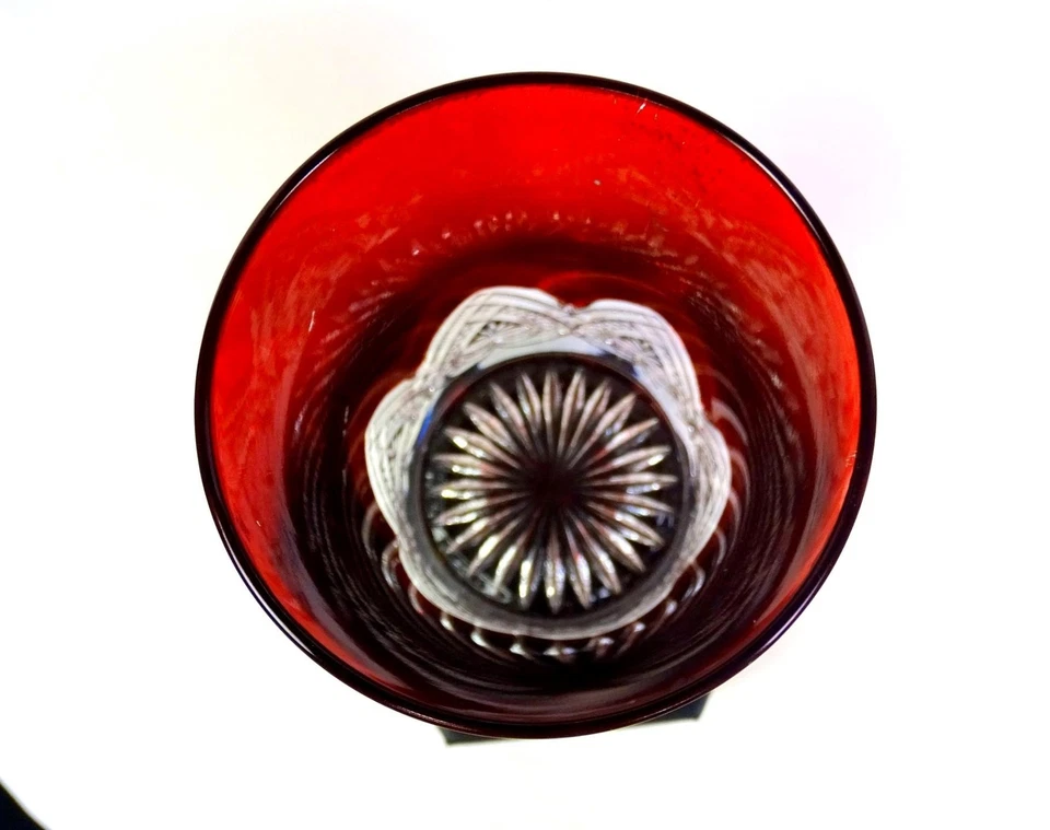 Mckee #139 EAPG Glass Ruby Stain & Clear Heart Band Antique 3 3/4" Tumbler 1897 - Image 4 of 4