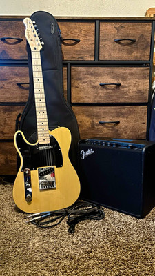 Left handed Squier Telecaster 6 string Electric Guitar/Mustang LT25 Amp + more!