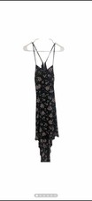 Whimsygoth Grunge Hi-Low Dress Sz Small Pads Black Floral Open Back Lace 11/13