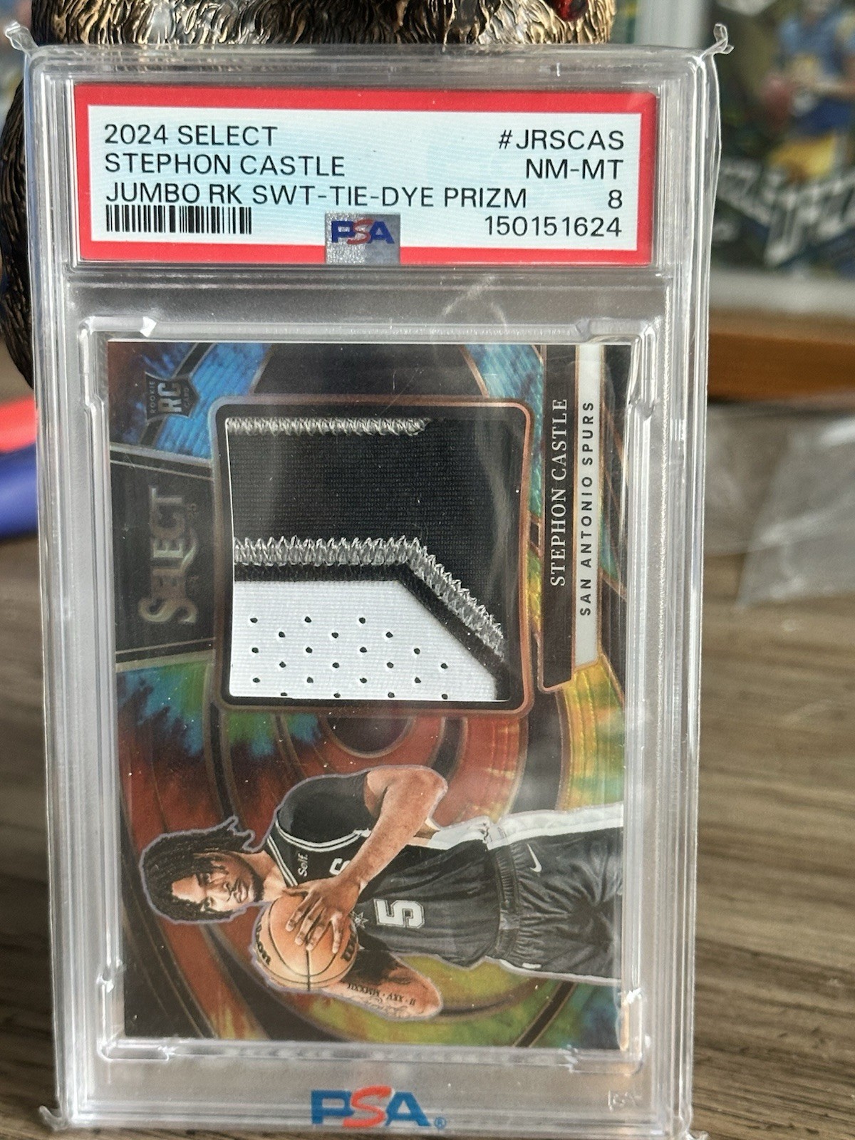 Panini 2024-25 Select Stephon Castle RC Jumbo Rookie Swatches Tie-Dye /25 PSA 8