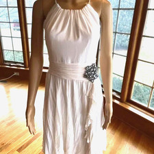 *Nine West Halter Silk Knee Length Informal Wedding Dress Bridal Gown Size 12
