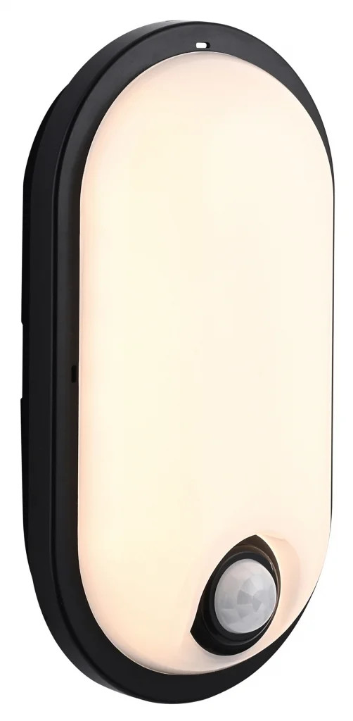 Outdoor Light Black Pillo Plus CCT LED Oval Bulkhead 15w 1500lm PIR Motion