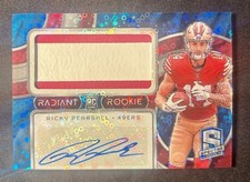 2024 Spectra #RRP-RPL Ricky Pearsall RC Radiant Rookie Patch Auto Blue Neon /50