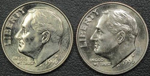 Lot of 2x 1996 W WEST POINT Roosevelt Dimes 10C **HIGHLY SOUGHT KEY DATE - UNC**