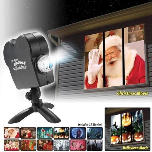 12 Movies Window Projector for Christmas Halloween Decoration with Tripod Screen - Изображение 2 из 4