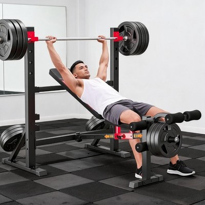 900LBS Weight Bench w/Squat Rack Adjustable Bench Press Set Flat/Incline/Decline