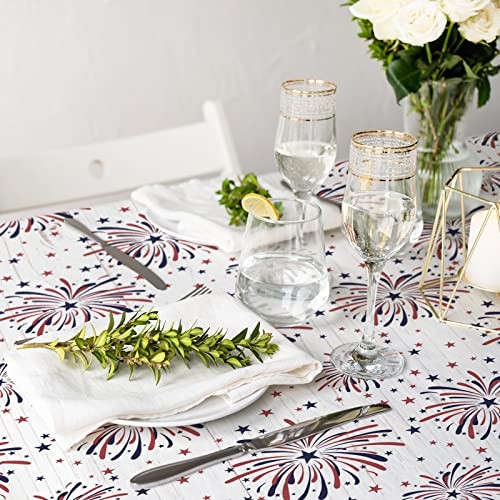 4th of July Firework Tablecloth 60 x 104 Inch Rectangle Patriotic Table Cloth - Picture 6 of 8