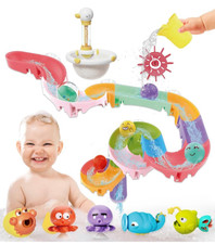 Toddler Bath Toys, Bathtub Ball Slide Track, Fishing, Water Gun 41 pcs NIB