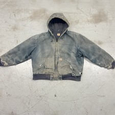 Vintage Carhartt Hooded Jacket Full Zip Perfect Fade Thrashed Black Size L Men