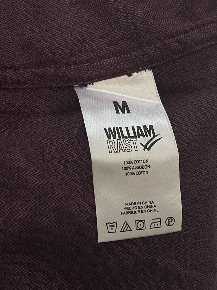 William Rast Men's Herringbone Red Cotton Shirt Size M Retail $53 - Image 3 of 3