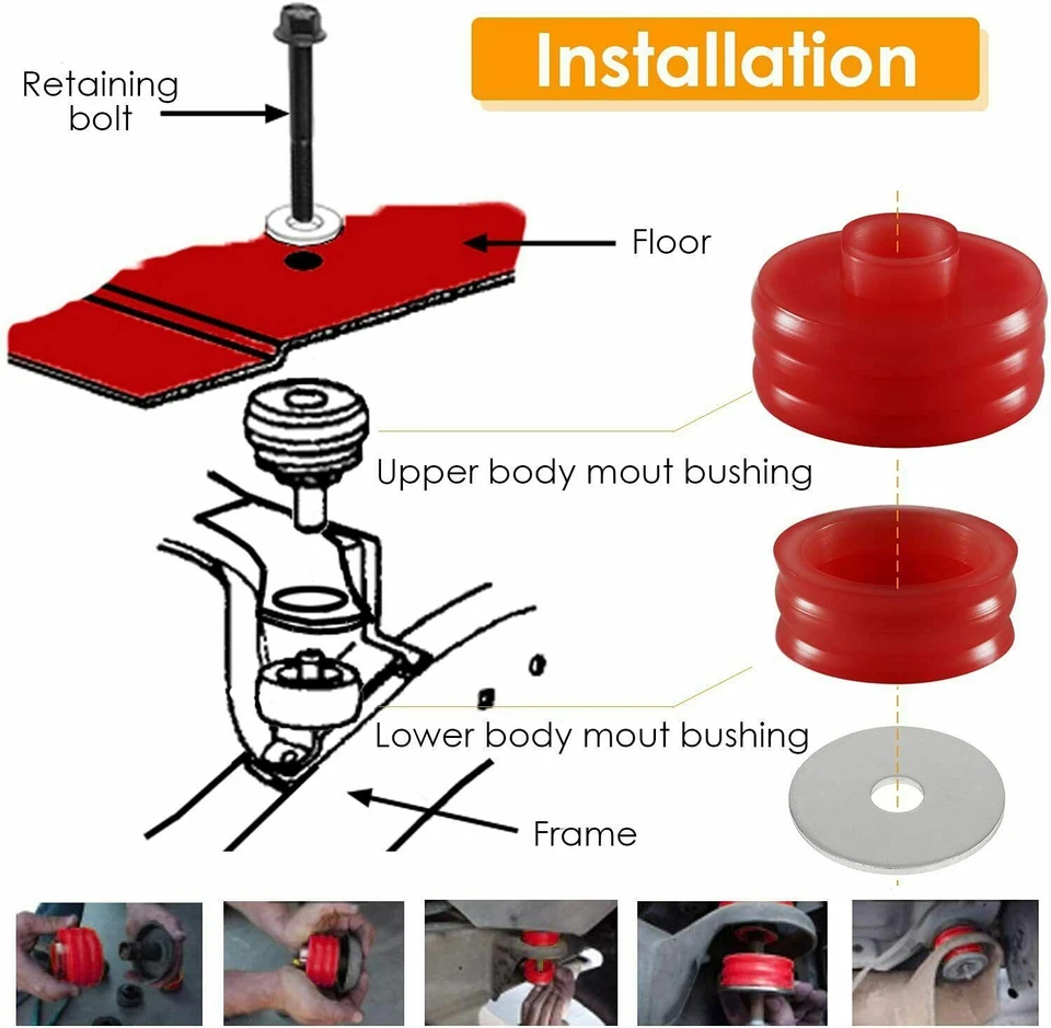 KF04050BK Body Cab Mount Bushing Kit for Ford F250 F350 Super Duty 2WD/4WD 99-18 - Imagem 4 de 4