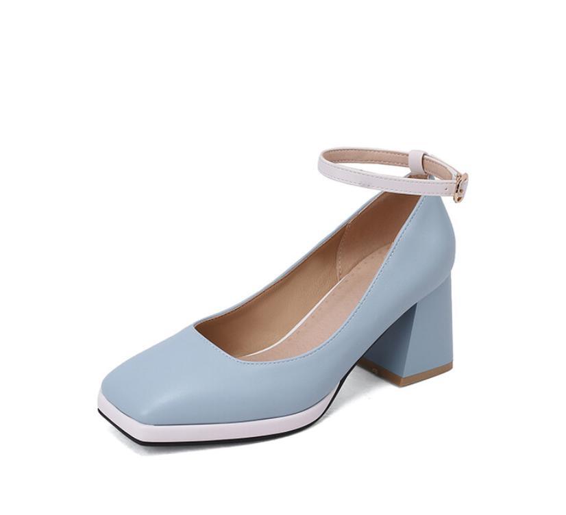 Women's Sweet Ankle Strap 7cm High Heel Shoes Splicing Women's Sweet Ankle Strap 7cm High Heel Shoes Splicing
