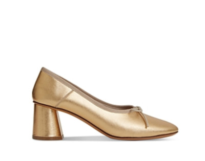 Mansur Gavriel  Women Dream Block Heel Pumps Gold Size 39EU /9US