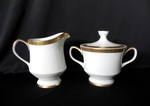 Sango ROYALTY Cream & Sugar Set 3625 White Gold Trim Japan - Picture 3 of 8