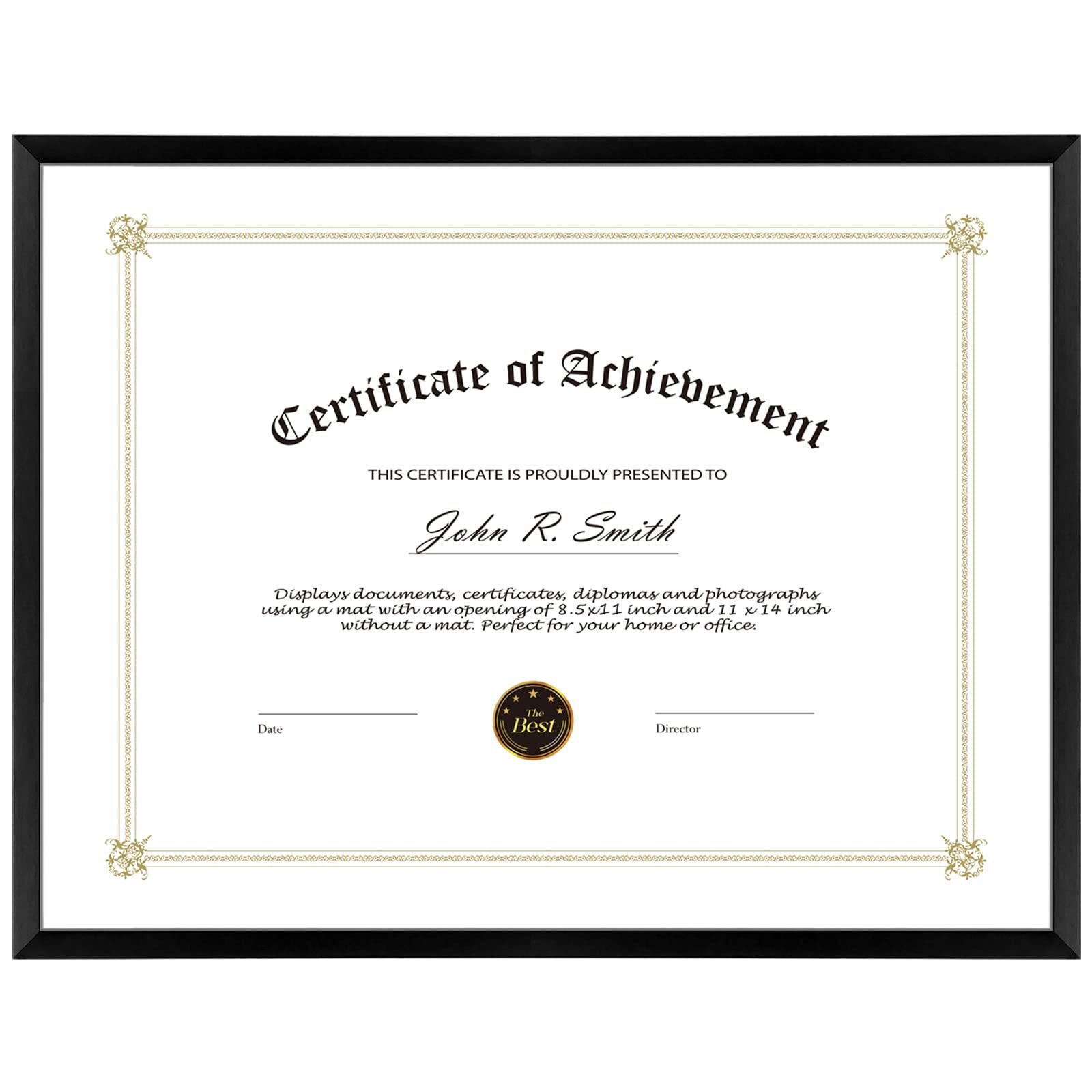 , 8.5x11 Aluminum Certificate Frame, Metal Diploma Frames for 8.5 x 11 Docume...