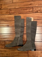 CORSO COMO SZ 10 US Gray SUEDE/ Elastic KNEE HIGH OVER KNEE ZIP FLAT BOOTS NWOB