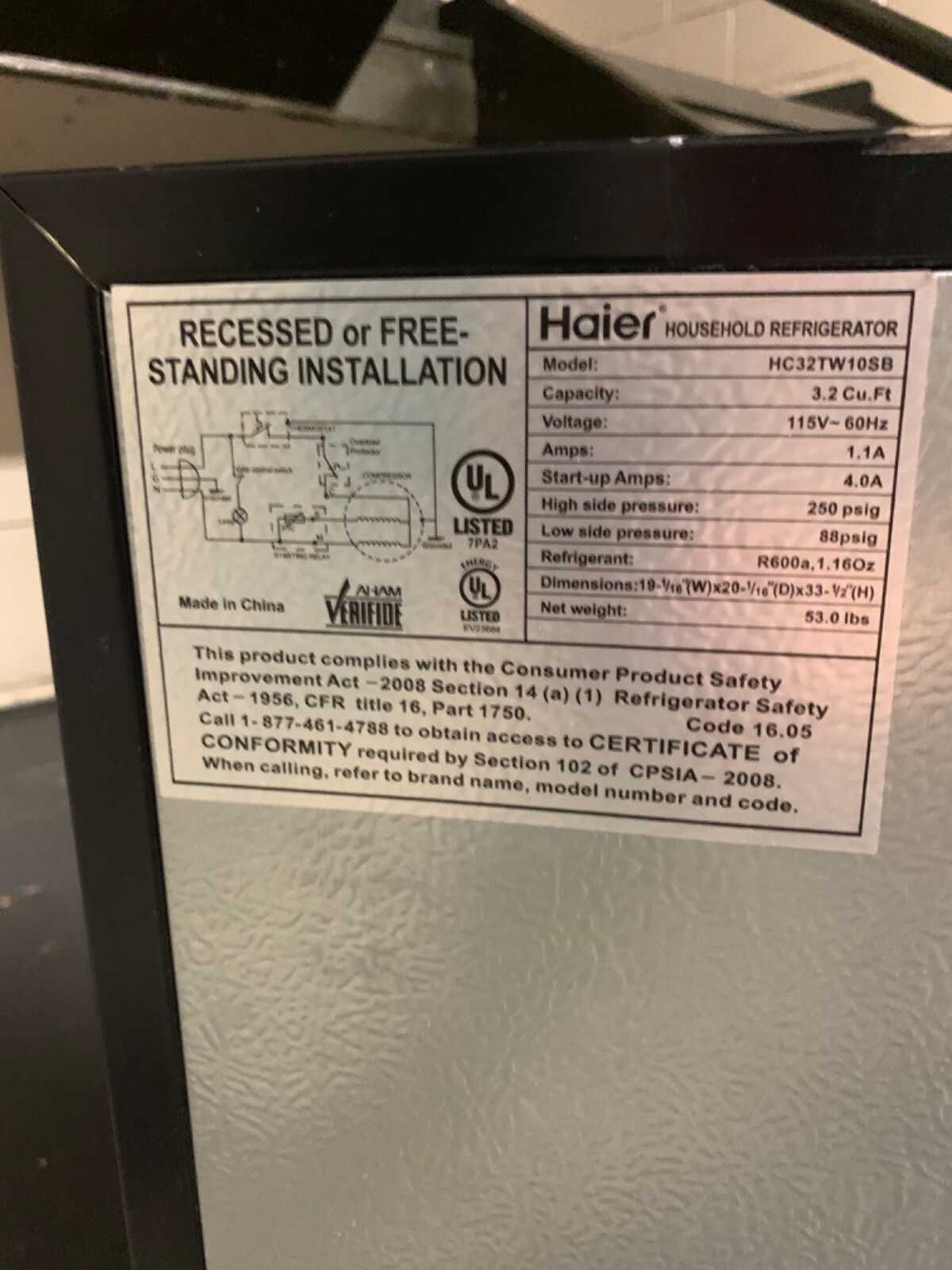 haier mini fridge HC32, black, slightly used, good condition eBay