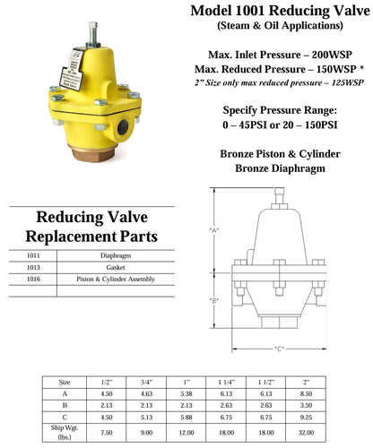 1" UNITED BRASS CASH ACMESTEAM/OIL PRESSURE REDUCER REGULATOR 150 PSI, MODEL 100 - Picture 3 of 4
