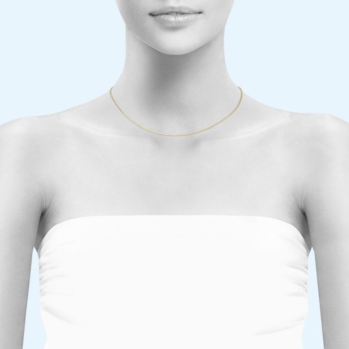 Cadena collar caja oro amarillo macizo 14K 0,5 mm 16-22" - eslabón pulido mujeres hombres - Imagen 2 de 2