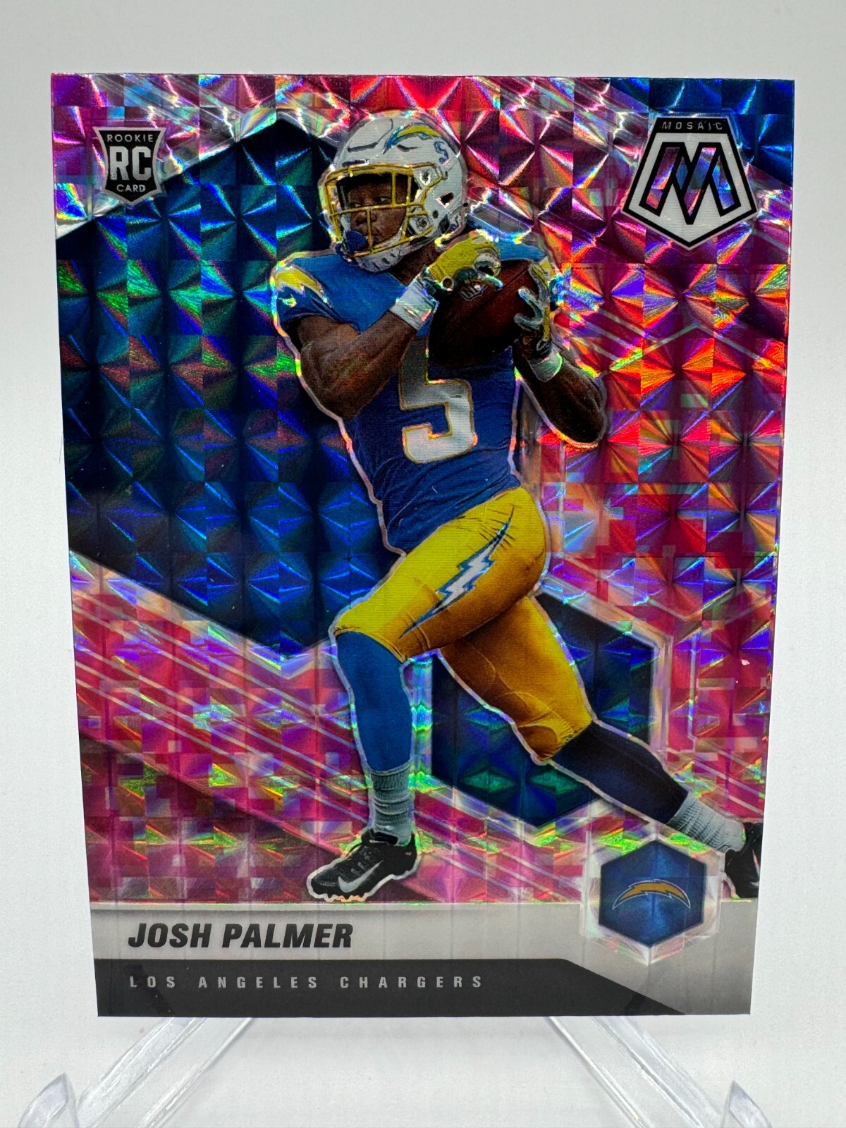 Josh Palmer 2021 Panini Mosaic Camo Pink Parallel RC #329 Los Angeles Chargers