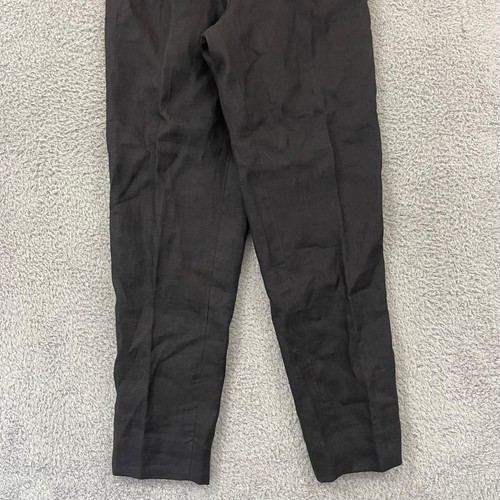 Vintage Brooks Brothers Trousers Womens 4 Black 100% Linen Pleated Zip USA NWT - Picture 2 of 12