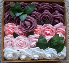 26 Artificial Flowers Foam Roses 4 Colors Wedding Bouquet Party Shower