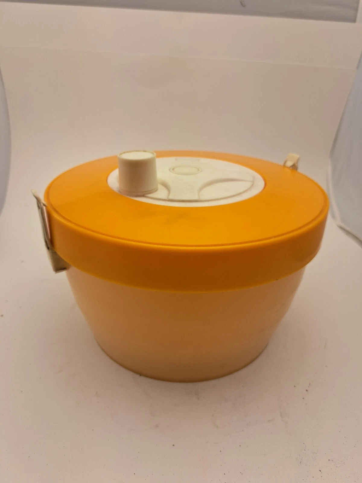 Vintage Salad Spinner Strainer USA Made Orange & Tan in Great Shape