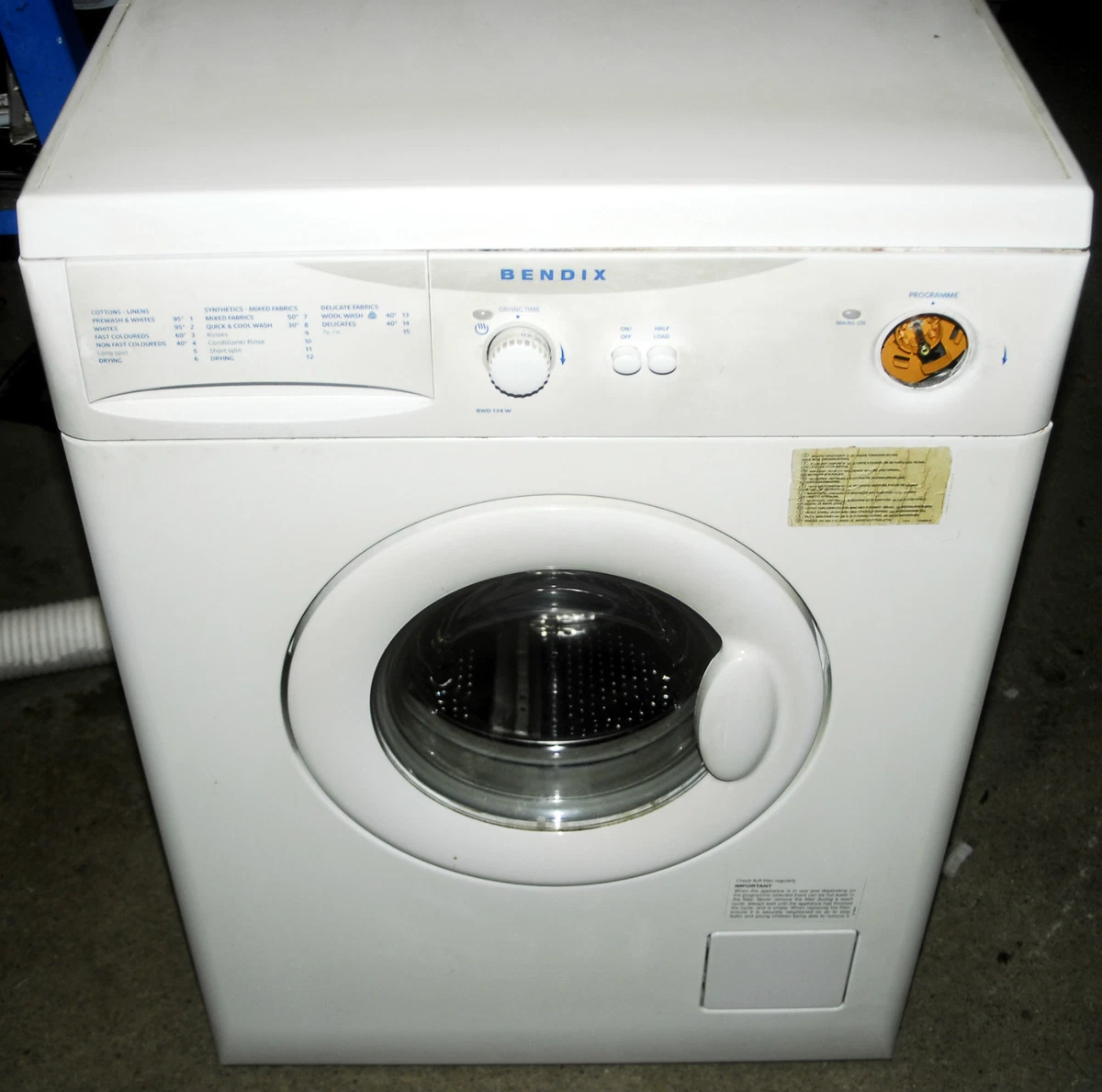 BENDIX BWD134W WASHER DRYER BROKEN FOR PARTS Fan door motor Timer etc