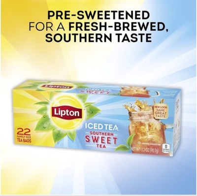 Lipton Southern Sweet Tea 22 bags each~ Family Size Tea Bags Set of 2 Boxes