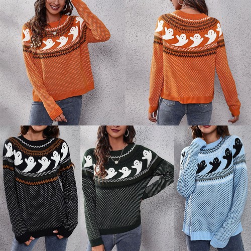 Ladies Cozy Ghost Print Halloween 