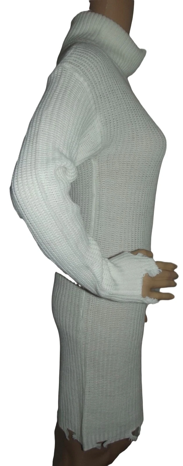 No Comment Abito Maglione Abito Tunica Medium Off White Aperto Spalle Fredde Invecchiato m