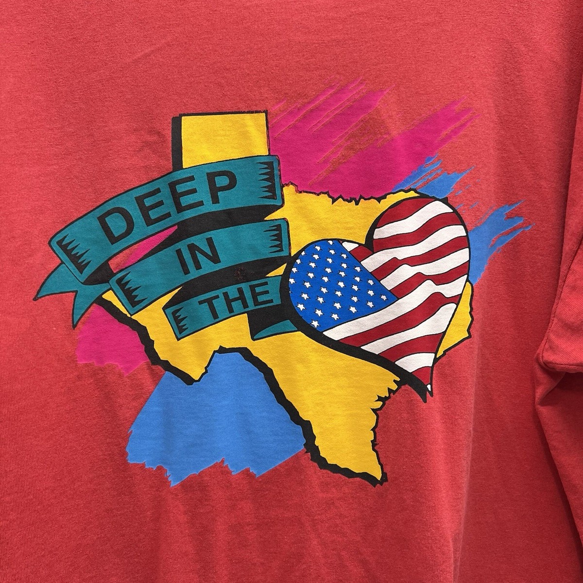 Vintage 90s Single Stitch T Shirt Mens XL Texas Patriotic Graphic