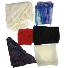 6 Womans Scarves Shaws Wraps Various Materials Colors Sizes Patterns Scarf