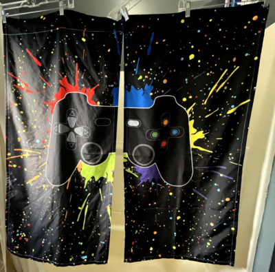 VTG Nintendo Curtains Handmade Pair Set of 2 Kids Room 31'' x 21.4''  Video Games