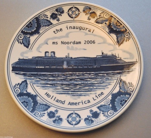 Delft Plate Holland America Cruise Ship 2006 Noordam Inaugural 9-1/2" Blue MIB - Picture 2 of 8