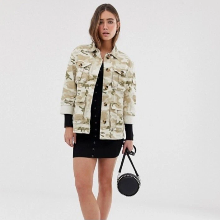 Bershka Women s Army Utility Camouflage Jacket Size XS Camo eBay