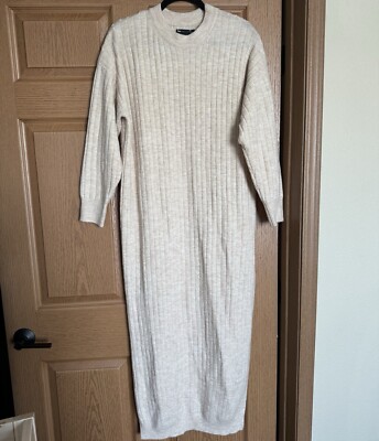 ASOS Maternity Midi Knit Dress Beige With Slit Womens Size 4 | eBay