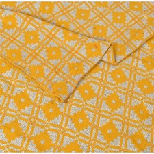 Sanskriti Vintage Indian Woven Woolen Shawl Scarf Stole Yellow Floral