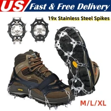 19 Studs Ice Crampons Snow Grips Anti Slip Over Boot Shoe Spikes Cleats Grippers