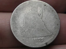 1877 P Silver Seated Liberty Quarter- Philadelphia, Counterstamped S