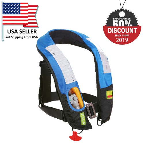 A++ Quality M-33 Manual Inflatable Life Jacket Lifevest PFD Reflective Bouyancy - Picture 10 of 12