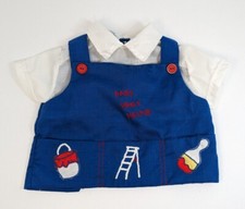 Celanese Fortrel Baby Top Shirt Dads Little Helper Blue White Smock Pockets Vtg