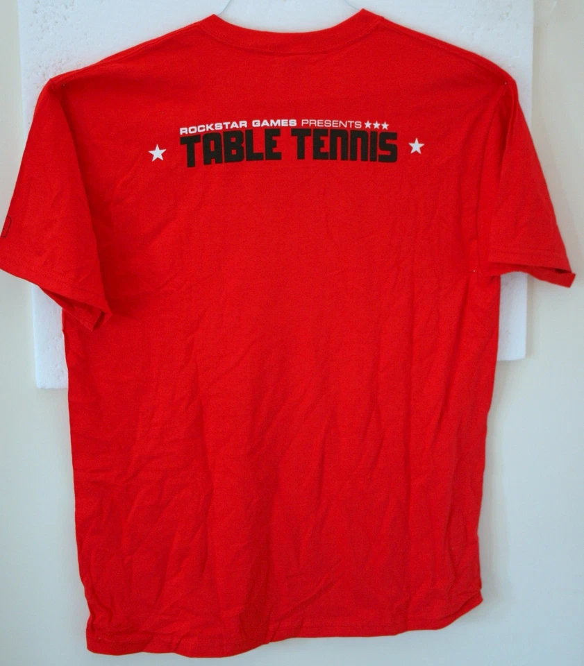 Camiseta De Colección RockStar Tenis de Mesa Videojuegos Promo Roja Nueva de Lote Antiguo Sin Usar Talla LG Foto 4 de 4
