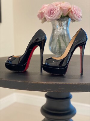 Christian Louboutin Black Patent Leather Lady Peep Toe Platform