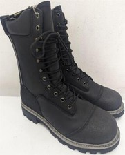 HUSQVARNA WATERPROOF VIBRAM SOLE BLACK LEATHER BOOTS, UK6.5 US7.5 EU40, K026