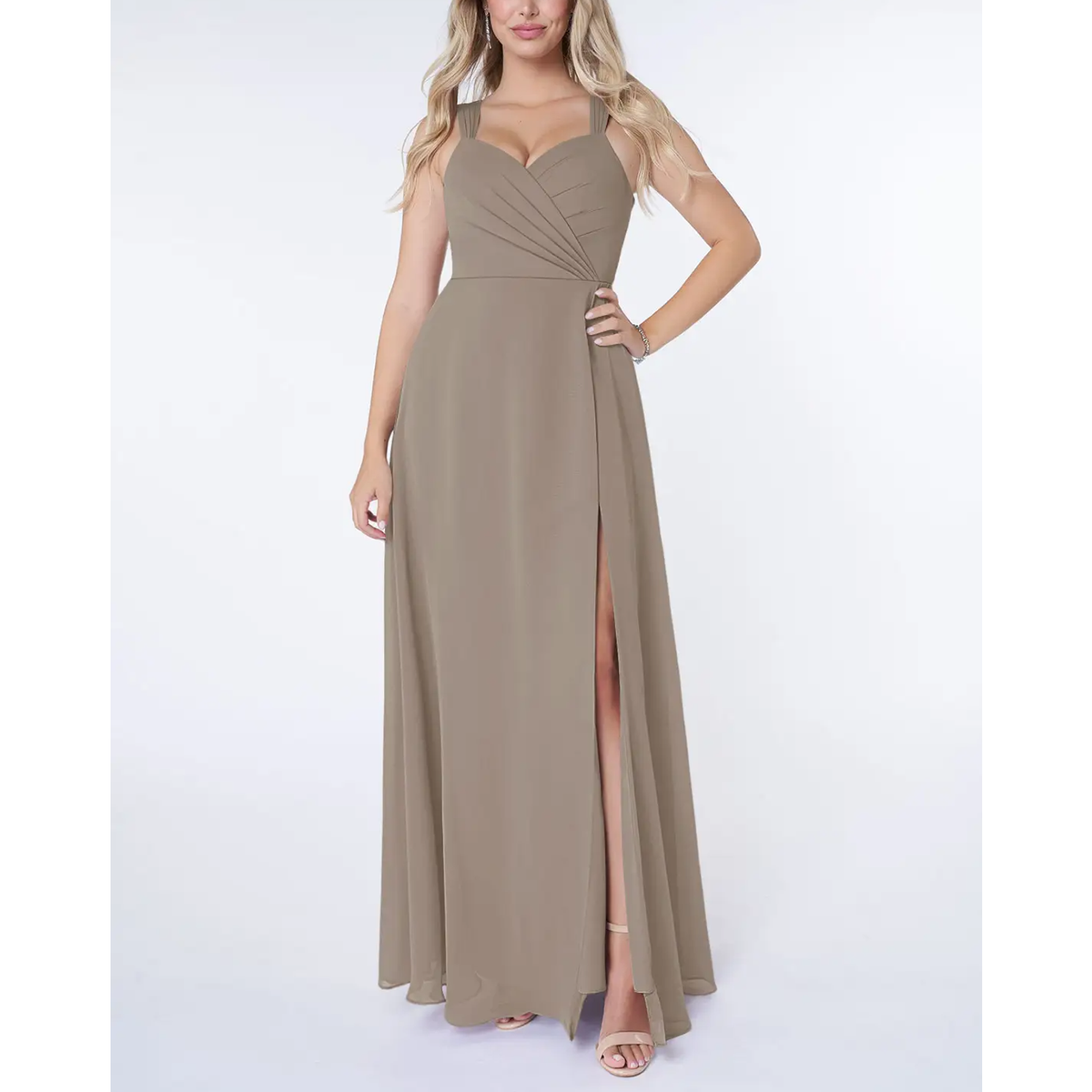 neck line dress A-line V-neck Side Slit Lace Beach Wedding Dresses MW645 main image 0