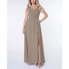 Azazie Nahrin A-Line Pleated Chiffon Floor-Length Dress Size 6