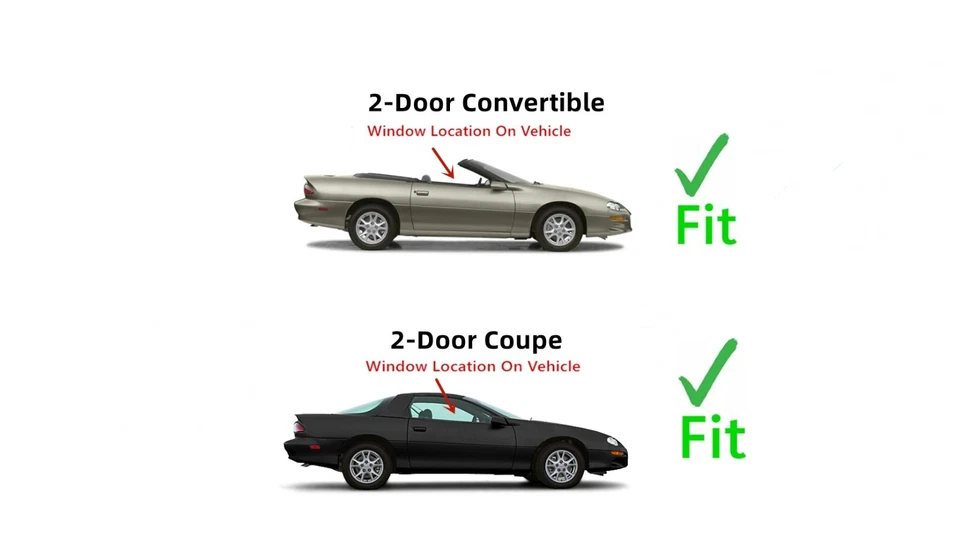 Ajuste Pontiac Firebird Chevrolet Camaro 2 puertas pasajero puerta lateral derecha ventana vidrio Foto 3 de 4