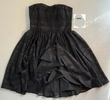 GUESS Womens Black Metallic Strapless Dress Size 2 Small Swing Layer Skirt