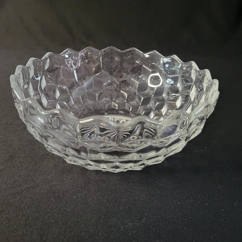 RARE Fostoria American 8 5/8" Flared Cupped Clear Glass Bowl Cubist Stem 2056